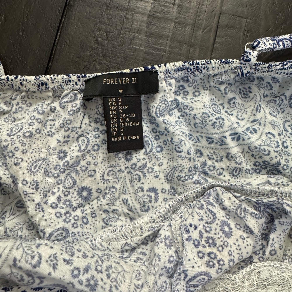 Blue and White Lace Slip Dress - Picture 4 of 4